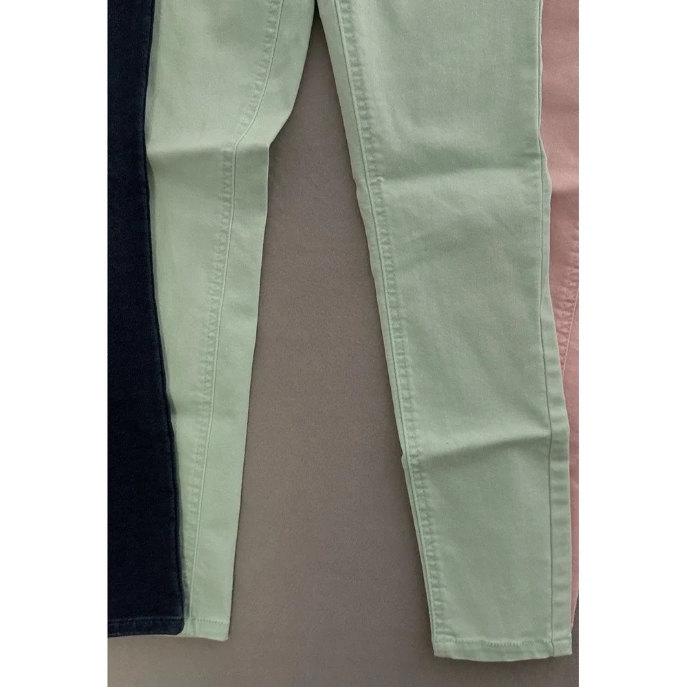 Justice Girls Ankle Jeggings Lot Of 3 MidRise Sz 10 Pull on Pant Denin Pink Mint